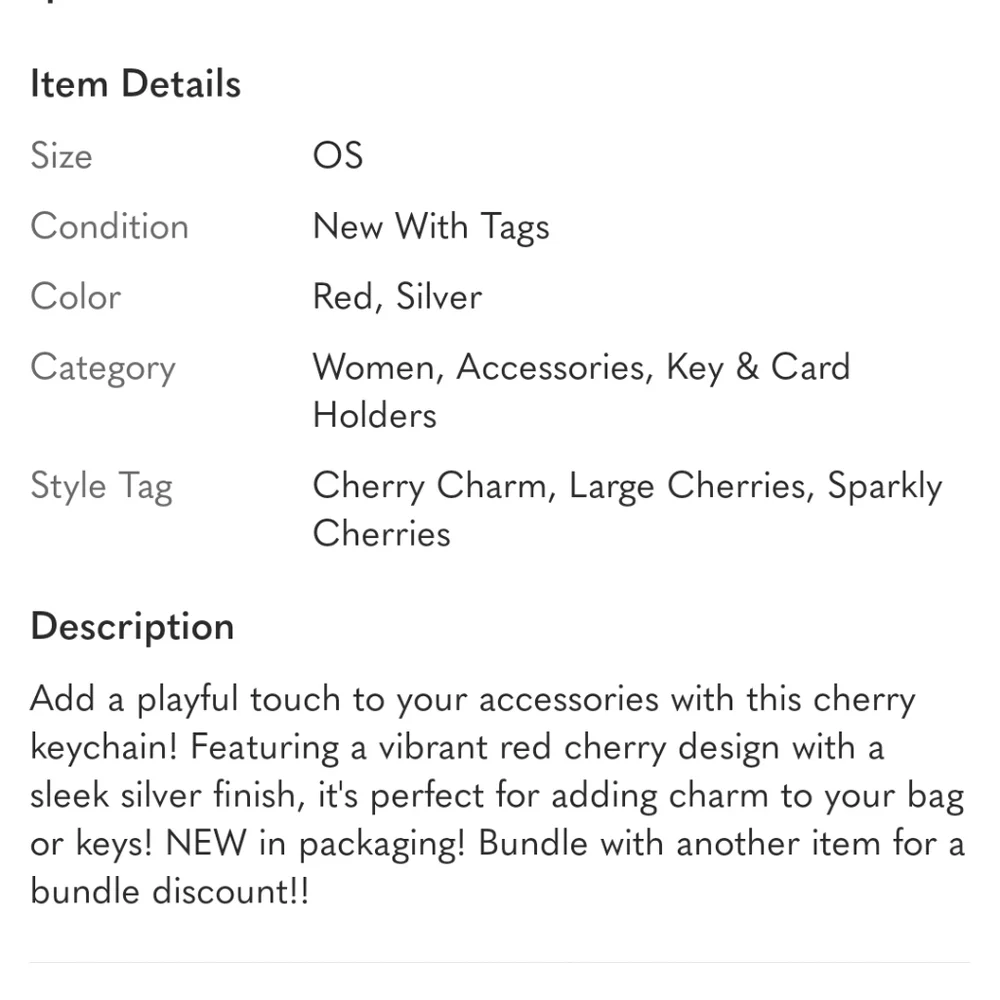 Sparkly Cherry Keychain/Purse Charm
